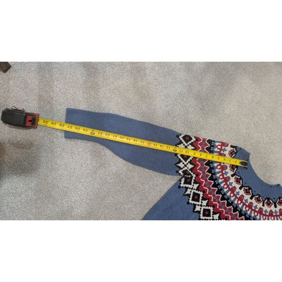 Chaps Sweater Women's Large Fair Isle Red White Blue Heritage Patriotic Cotton - Picture 11 of 14